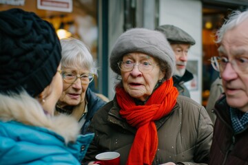 Poster - Elderly people on the streets of Riga.