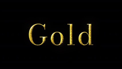 Golden Gold text shiny and glittering on transparent background. Gold typography transparent composition. 4k typography motion, party and celebration. Promo video. Alpha channel