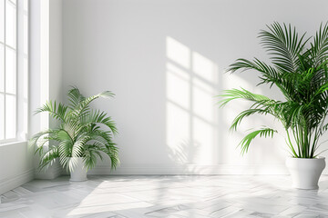 Plants in a minimalist, empty room