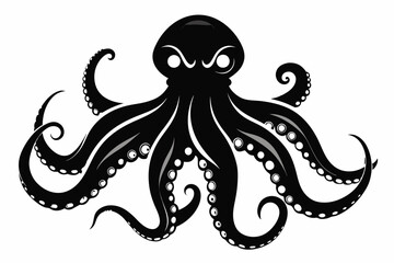 Octopus silhouette vector art,Minimalist Octopus
