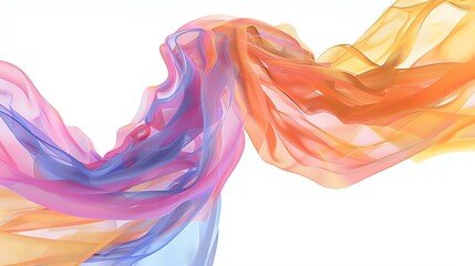 Wall Mural - This is a 3D rendering of a flowing scarf with a watercolor paint-like texture.