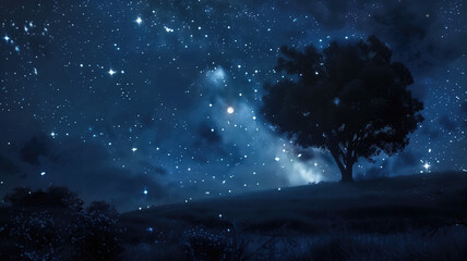 blue galaxy stars night under starry sky key center unconnected entertainment banner partially cover