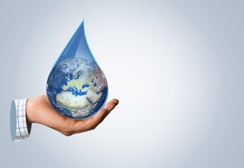 Wall Mural - World Water Day. hand hold water drop