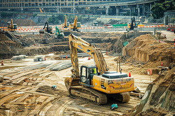 Large excavator working on a construction site