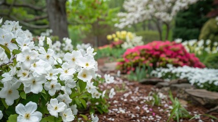 Wall Mural - White blooms in the garden