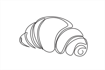 Wall Mural - Continuous one line drawing of croissant for logo in minimalist style. Hand drawn french pastry line sketch for print, breakfast concept.