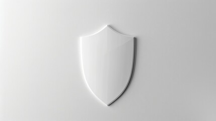 Wall Mural - Minimalistic white shield symbol on a light background. Clean and simple design. Ideal for security, protection, or insurance concepts. Versatile usage in digital and print media. 