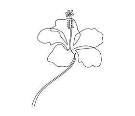 Aufkleber - One continuous line drawing of hibiscus flower. Floral abstract symbol in simple linear style. Organic red herbal tea concept in editable stroke. Doodle plant vector illustration