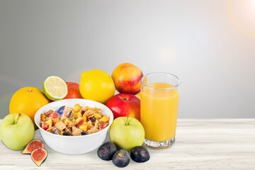 Poster - Healthy breakfast tasty food with fruits