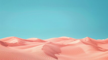 Wall Mural - Light pink sand dunes against a deep turquoise sky, providing an abstract, minimal backdrop