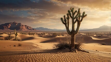 Mystical fantasy view of hot climate desert