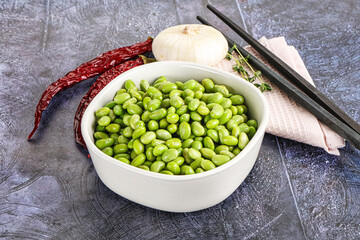 Bowl of delicious edamame beans