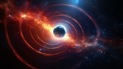 Wall Mural - Abstract space wallpaper features an interstellar catastrophe. A awesome galaxy unfolds in the cosmic astronomy background.