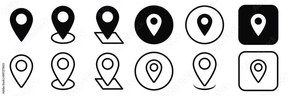 Set Of Address place icon symbol. Location icon collection. Vector ...