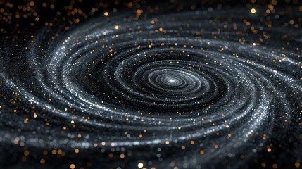 Wall Mural - a swirling spiral galaxy formation made with glittering stars against a dark background, suggesting outer space