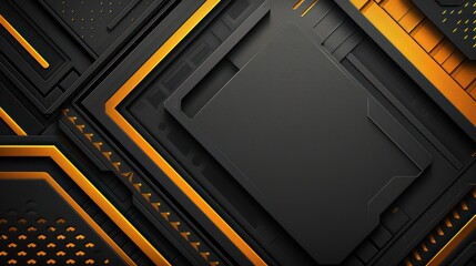 A detailed digital art of a futuristic technology panel with black and orange accents suggesting advanced technology