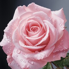 Sticker - pink rose with water drops