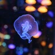 © sergio - Bioluminescent jellyfish glowing in the dark. AI.