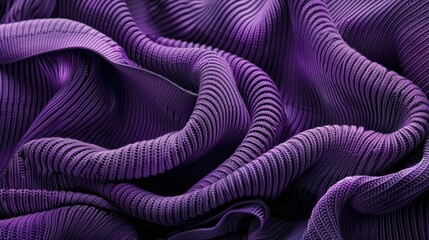 Wall Mural - Knitted Purple Fabric with Seams Ribbing Textured Surface and Curved Design