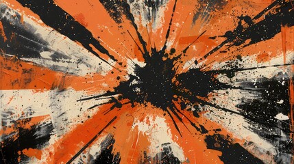 Wall Mural - black and orange explosion