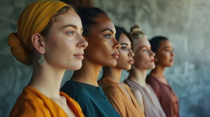 Wall Mural - A group of women standing side by side