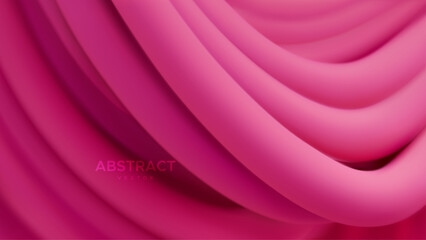 Wall Mural - abstract background with 3d curvy pink stripes. dynamic pink ribbons backdrop. soft elastic magenta 