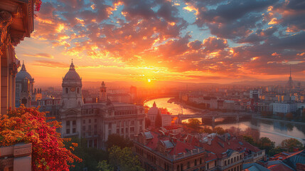 Canvas Print - Bucharest, Romania city created with Generative AI technology