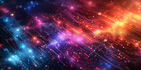 Abstract digital circuitry with vibrant colors. Abstract technology background in futuristic style