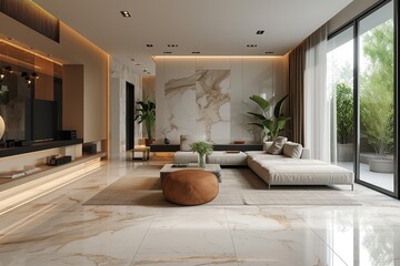 Wall Mural - Interior of an simply luxury elegant, open plan, modern apartment