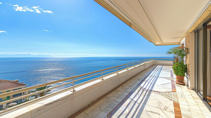 Wall Mural - Large balcony with beautiful sea view in the morning