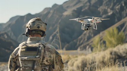 Soldier uses drone for reconnaissance missions