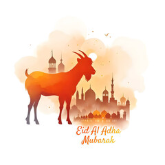 Wall Mural - Eid al Adha and Islamic mosque silhouette with a Muslim ornamental hanging lantern. This greeting card has an Islamic celebration background for graphic design vector stock illustration.