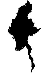 Wall Mural - myanmar map silhouette on transparent background