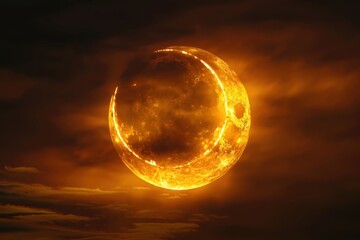 Wall Mural - a large, glowing moon is shown in the center of the image