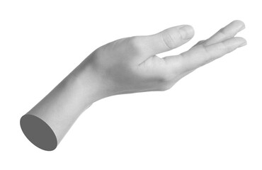 Wall Mural - woman's hand holding something on white background. black and white effect