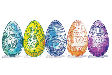 Vector art illustration easter basket with easter eggs on a white background a drawing of a basket of eggs in grass and a drawing of grass and a tree branch basket of painted generative ai