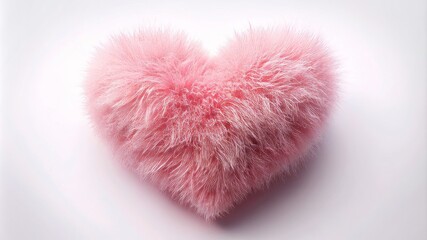 A fuzzy pink heart with white fuzz on it