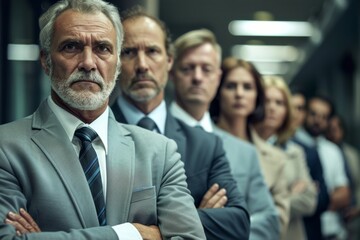 Poster - Portrait of a senior businessman with his team in the background.