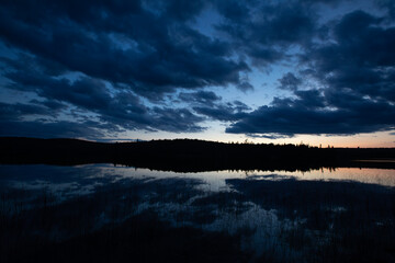 night sky over a lake in northern ontario.
