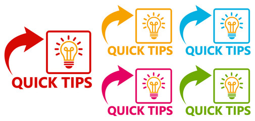 Set collections quick tips trendy colorful icon sign. Helpful tricks labels design template Vector illustration