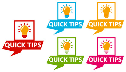  set quick tips badge labels icon. Tips and tricks tutorial symbol design template vector illustration	