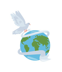 Poster - world with peace dove sign