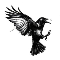 Wall Mural - crow on a white background