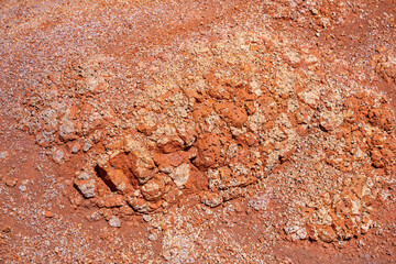 Wall Mural - Spheroidal weathering basalt， Waimea Canyon Basalt / Napali Member / Lava flows, Kauai, Hawaii. Red soil. 