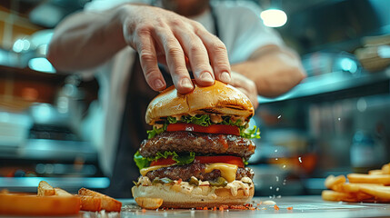 Wall Mural - Stacking Flavors, The Burger Chef's Signature Style
