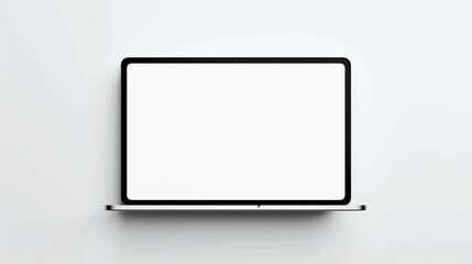 A laptop screen is empty and white