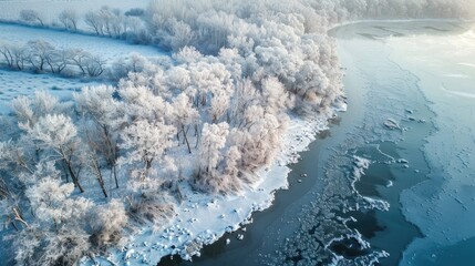 Wall Mural - Aerial view of winter scenery