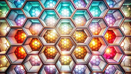 Canvas Print - Abstract background hexagon pattern with glowing lights