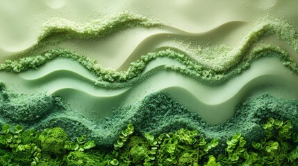 Wall Mural - The green sand surface has a beautiful wave-like pattern.