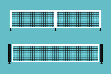 Pickleball and tennis net. Flat icon set. Vector illustration